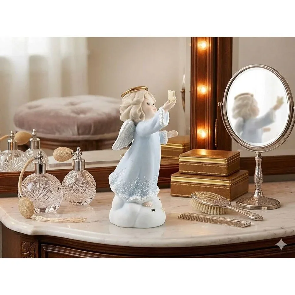 Vintage 1994 Enesco Heavenly Kingdom Angel Figurine with Star #533246 - Shimmer